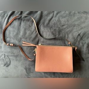 Reiss Blush Pink Leather Crossbody Bag